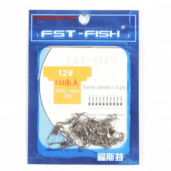 Вертлюг с карабином FST-Fish №8, 10 шт в Туле